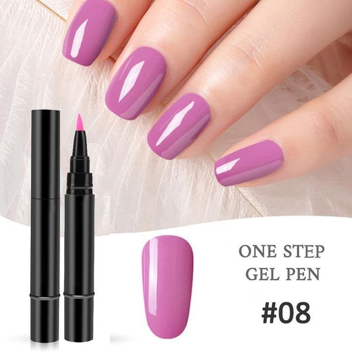 One Step Gel Nail Pen | 3-in-1 No Topcoat UV Nail Polish | Long-Lasting DIY Manicure Pen with Precision Tip🎨