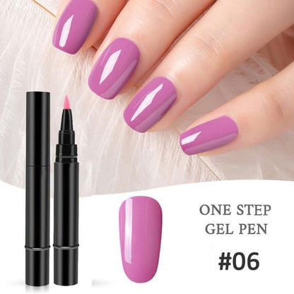 One Step Gel Nail Pen | 3-in-1 No Topcoat UV Nail Polish | Long-Lasting DIY Manicure Pen with Precision Tip🎨