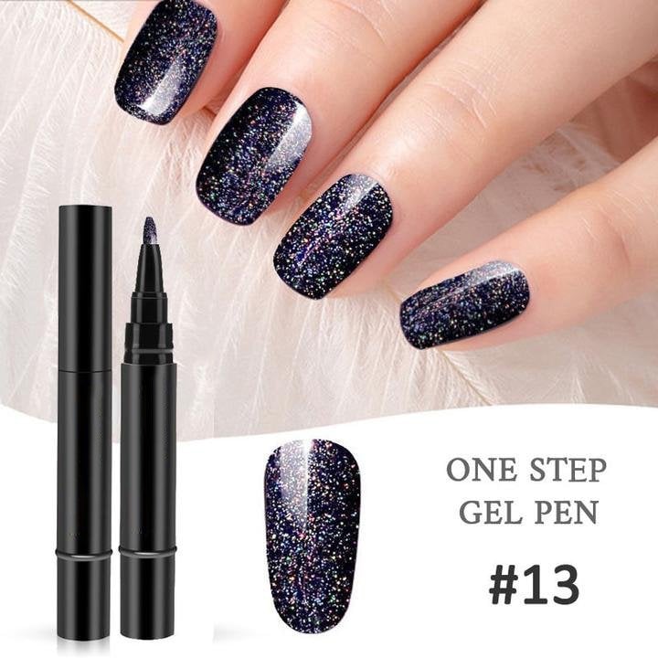One Step Gel Nail Pen | 3-in-1 No Topcoat UV Nail Polish | Long-Lasting DIY Manicure Pen with Precision Tip🎨