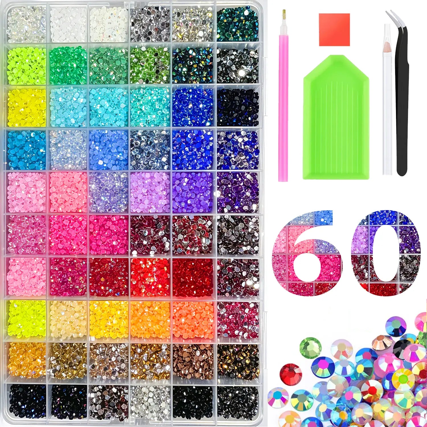 42000Pcs Jelly Rhinestones 42 Colors, Multi-Size Flat Gems for Nails, Tumbler & DIY Craft Decor