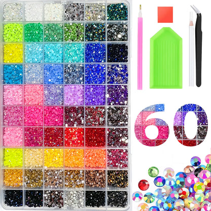 42000Pcs Jelly Rhinestones 42 Colors, Multi-Size Flat Gems for Nails, Tumbler & DIY Craft Decor