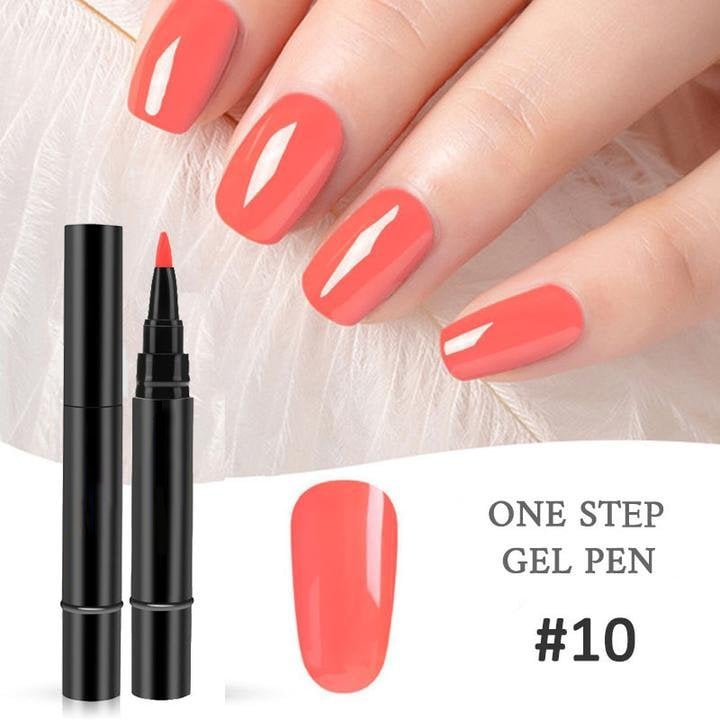 One Step Gel Nail Pen | 3-in-1 No Topcoat UV Nail Polish | Long-Lasting DIY Manicure Pen with Precision Tip🎨