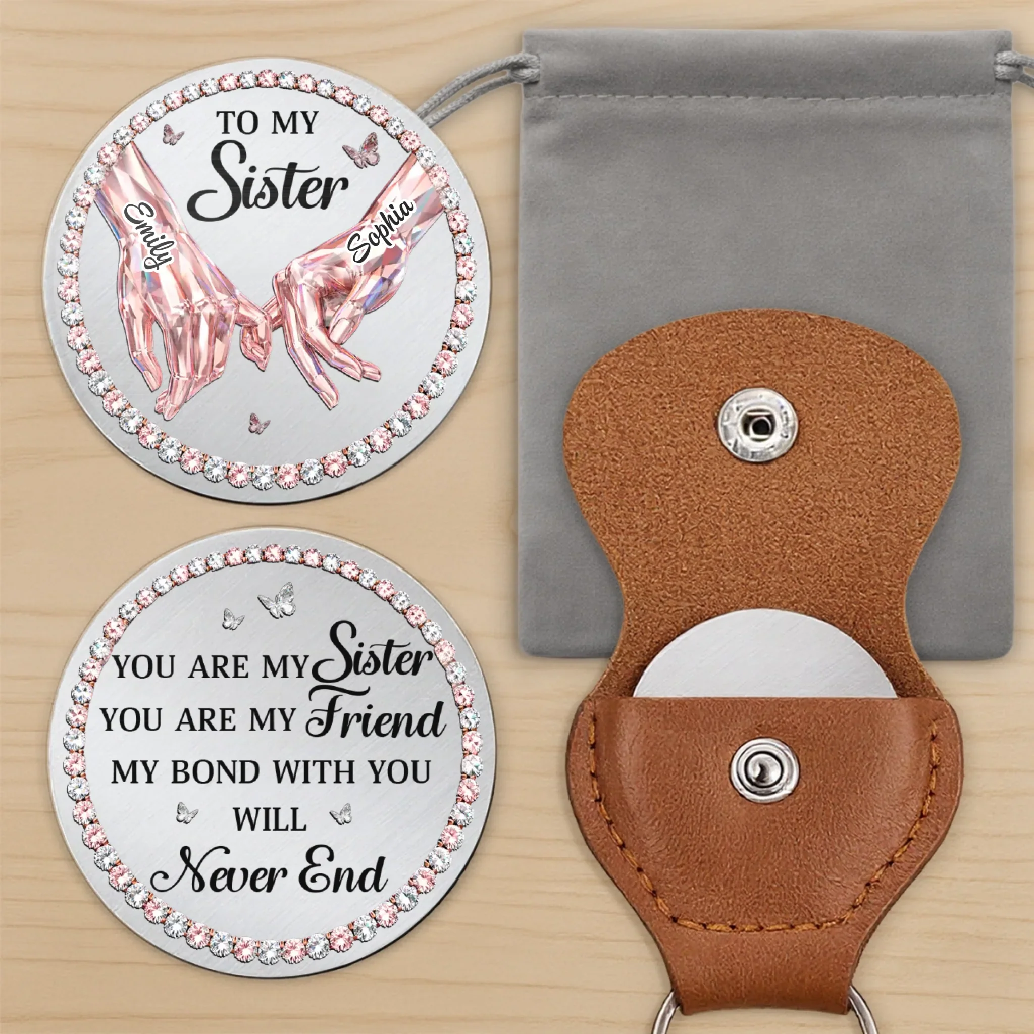 Custom Pocket Hug - Personalized Best Friend Birthday Gifts For Women, Besties, Sisters, BFF - Sisters Always Stand Together
