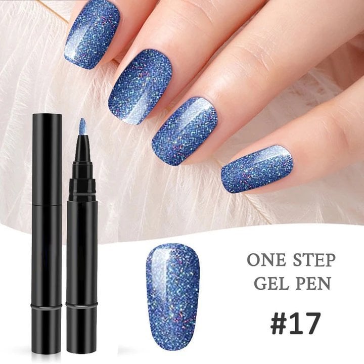 One Step Gel Nail Pen | 3-in-1 No Topcoat UV Nail Polish | Long-Lasting DIY Manicure Pen with Precision Tip🎨