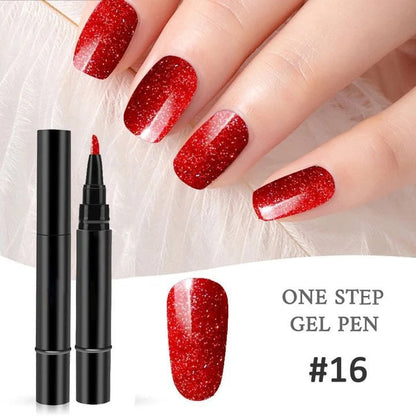 One Step Gel Nail Pen | 3-in-1 No Topcoat UV Nail Polish | Long-Lasting DIY Manicure Pen with Precision Tip🎨