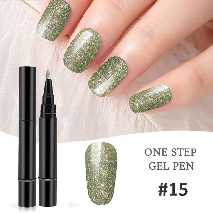 One Step Gel Nail Pen | 3-in-1 No Topcoat UV Nail Polish | Long-Lasting DIY Manicure Pen with Precision Tip🎨