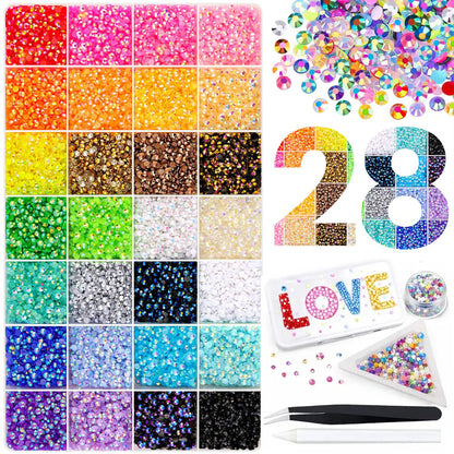 42000Pcs Jelly Rhinestones 42 Colors, Multi-Size Flat Gems for Nails, Tumbler & DIY Craft Decor