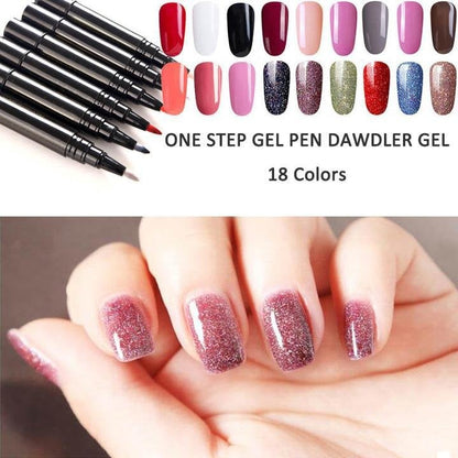 One Step Gel Nail Pen | 3-in-1 No Topcoat UV Nail Polish | Long-Lasting DIY Manicure Pen with Precision Tip🎨
