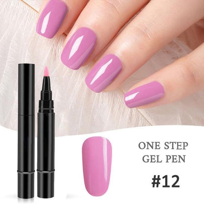 One Step Gel Nail Pen | 3-in-1 No Topcoat UV Nail Polish | Long-Lasting DIY Manicure Pen with Precision Tip🎨