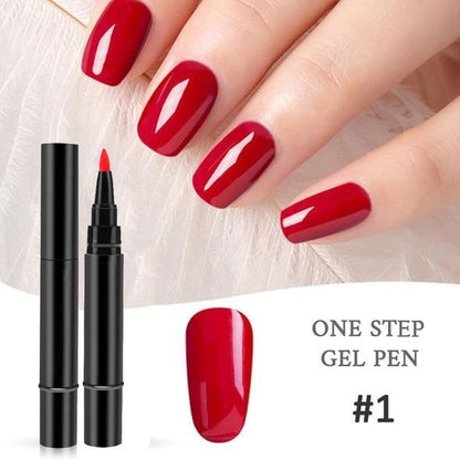 One Step Gel Nail Pen | 3-in-1 No Topcoat UV Nail Polish | Long-Lasting DIY Manicure Pen with Precision Tip🎨