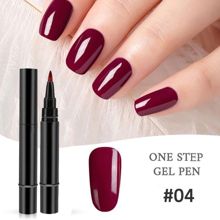 One Step Gel Nail Pen | 3-in-1 No Topcoat UV Nail Polish | Long-Lasting DIY Manicure Pen with Precision Tip🎨